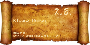 Klausz Bence névjegykártya