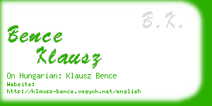 bence klausz business card